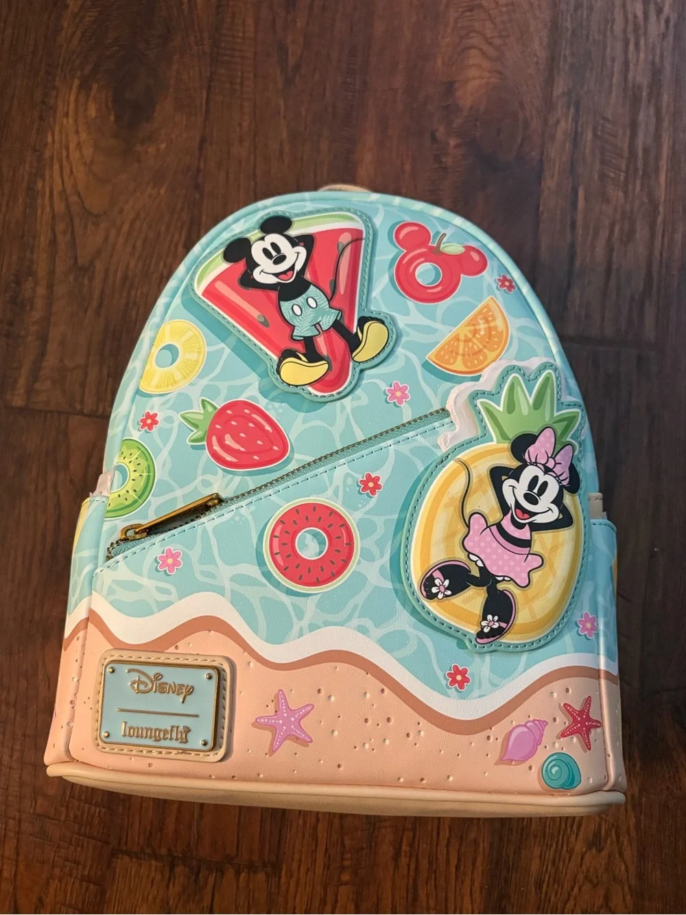 NEW w Tags Mickey Minnie Summer Beach Fun Fruit Floaties Loungefly Mini Backpack